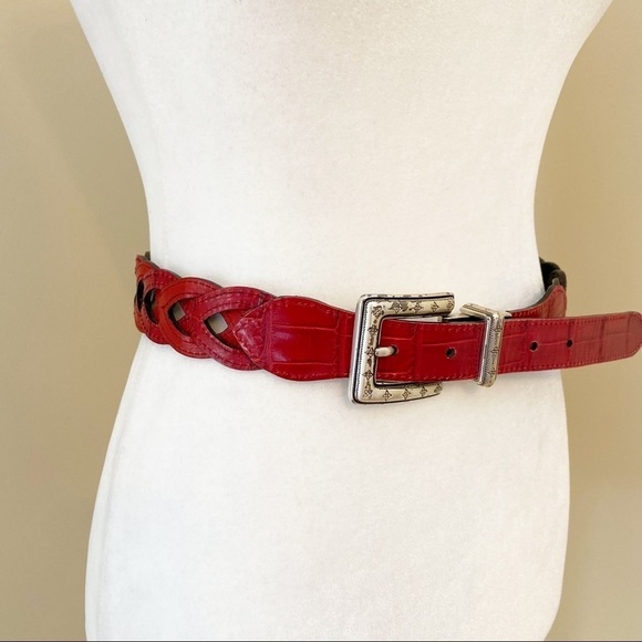 Brighton Reversible Red & Black Braided Leather Belt - M main image 10